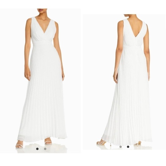 AQUA CHIFFON MAXI EVENING DRESS - Picture 1 of 9